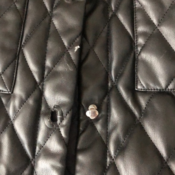 Maje Baneta Quilted Faux Leather Jacket Long Sleeve Solid Black 40 Large - Picture 10 of 12